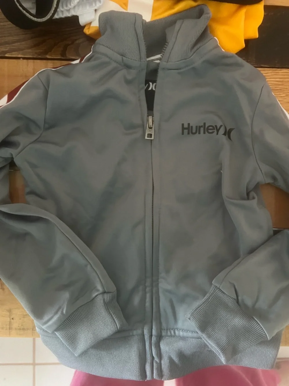 Hurley Two-Piece Track Set Shark Teeth Gray Maroon Pants Jacket